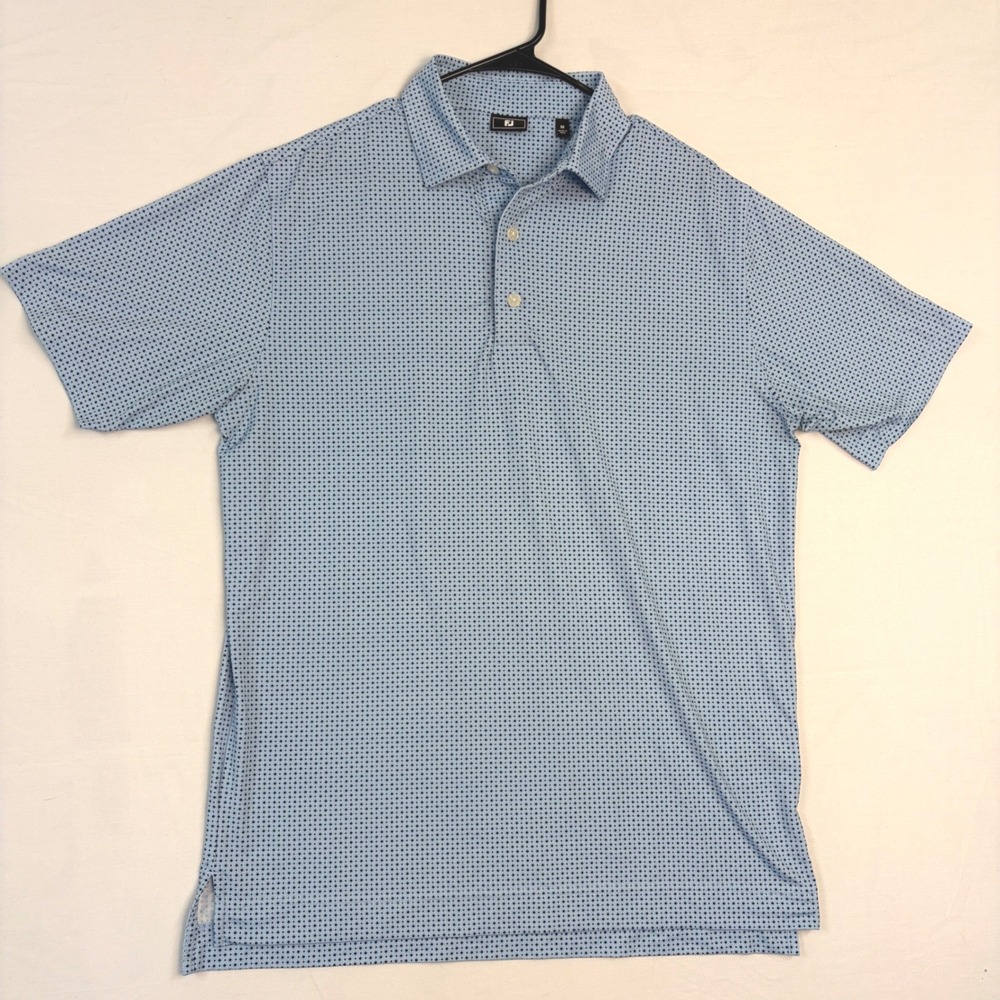 FootJoy Mens Performance Golf Polo Shirt Blue Geometric Diamond Print Size M